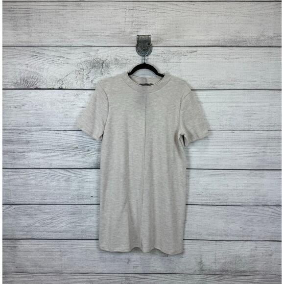 Zara Women's Cream Soft Knit Short Sleeve Mock Neck Sweater Dress Size Medium - Picture 1 of 8
